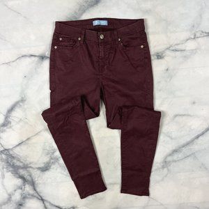 7 For All Mankind B(air) Ankle Skinny Jeans Sz 27 Sateen Brushed Twill Mulberry